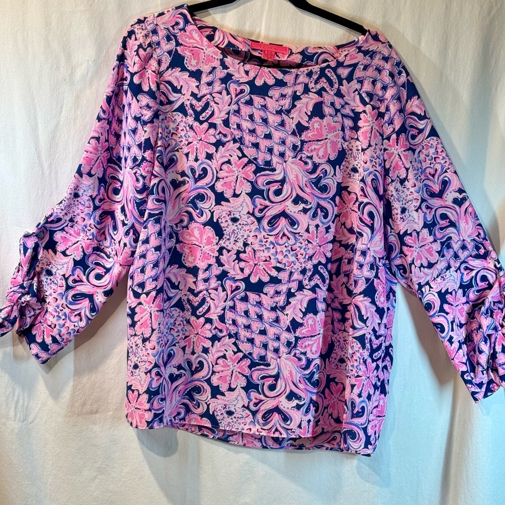 Lilly Pulitzer Pink and Blue Patterned Blouse